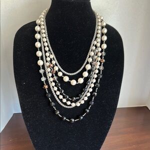 Elegant Multi-Layer Pearl and Bead Necklace